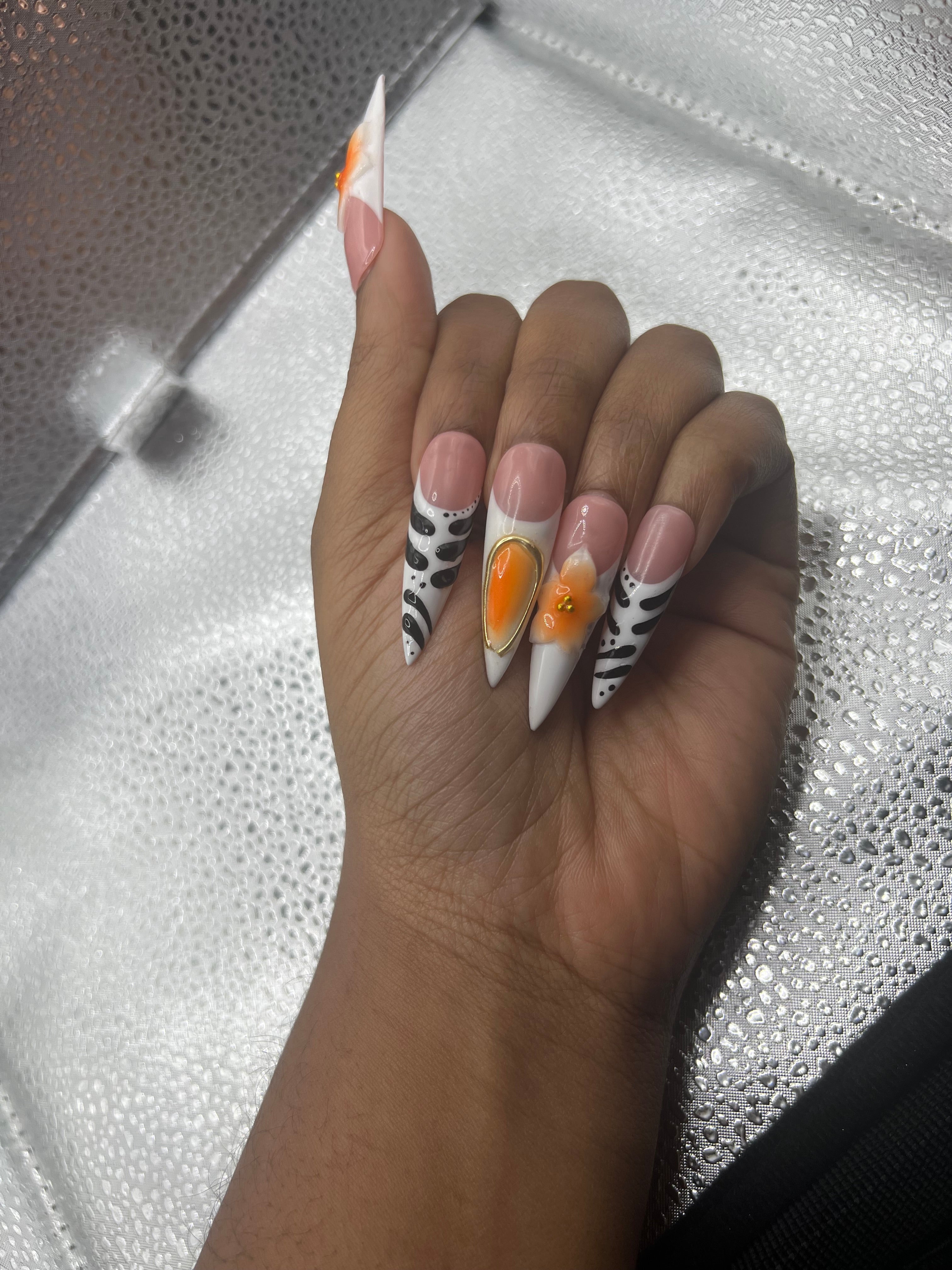 Zebra Siletto Nails