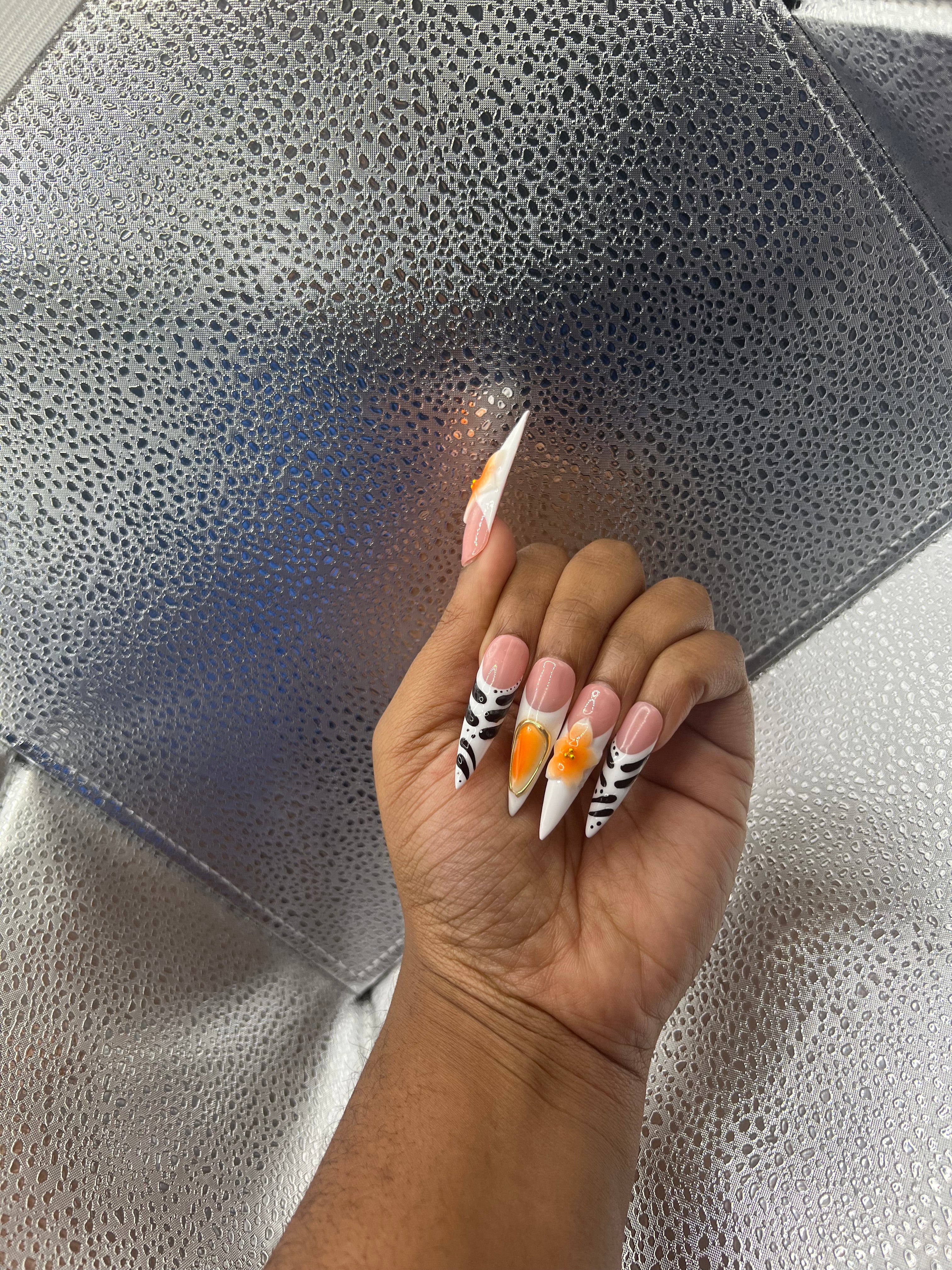 Zebra Siletto Nails
