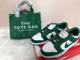 Nike Green and White Dunks with Marco Jacobs bag